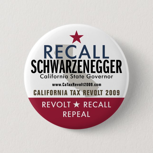 Rückruf Schwarzenegger Knopf Button (Vorderseite)