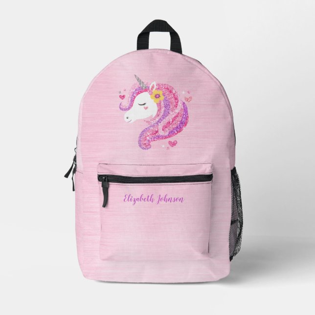 Rucksack der Girls School niedlich Pink Unicorn (Vorderseite)