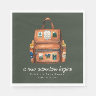 Rucksack + Flaschen Grüne Woodland Babydusche Serviette