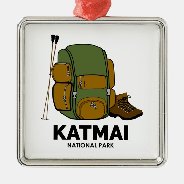 Rucksack für den Katmai Nationalpark Ornament Aus Metall (Vorne)