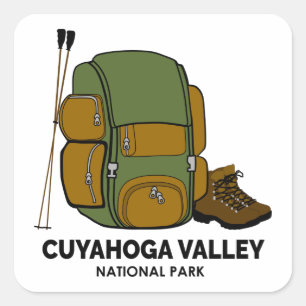Rucksack für den Nationalpark Cuyahoga Quadratischer Aufkleber