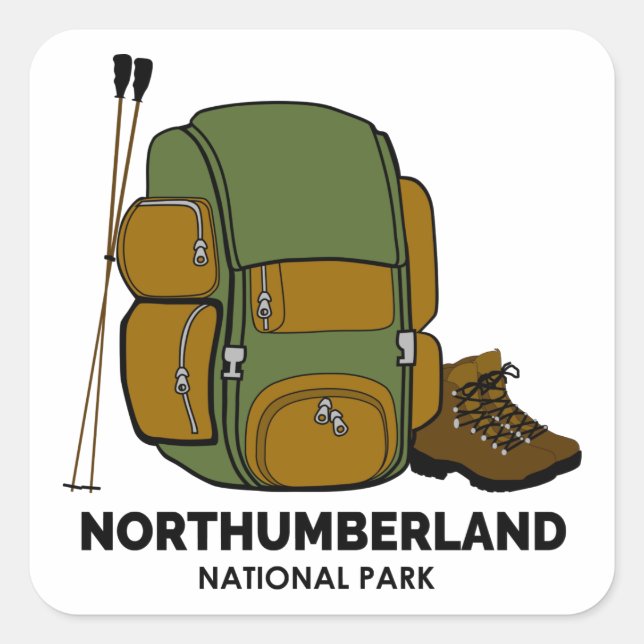 Rucksack für den Nationalpark Northumberland Quadratischer Aufkleber (Vorderseite)