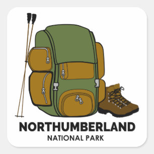 Rucksack für den Nationalpark Northumberland Quadratischer Aufkleber