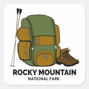 Rucksack für den Nationalpark Rocky Mountains Quadratischer Aufkleber