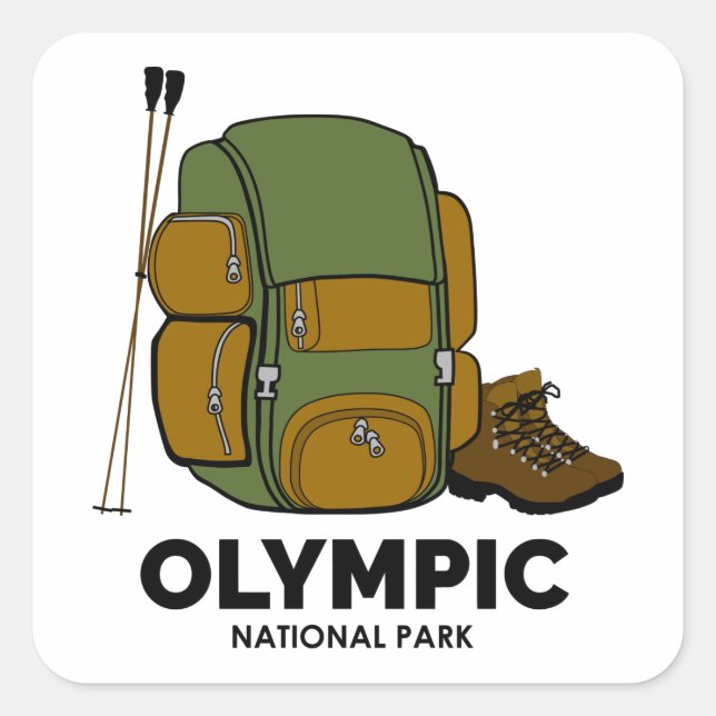 Rucksack für den Olympischen Nationalpark Quadratischer Aufkleber (Vorderseite)