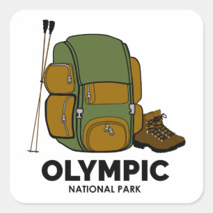 Rucksack für den Olympischen Nationalpark Quadratischer Aufkleber