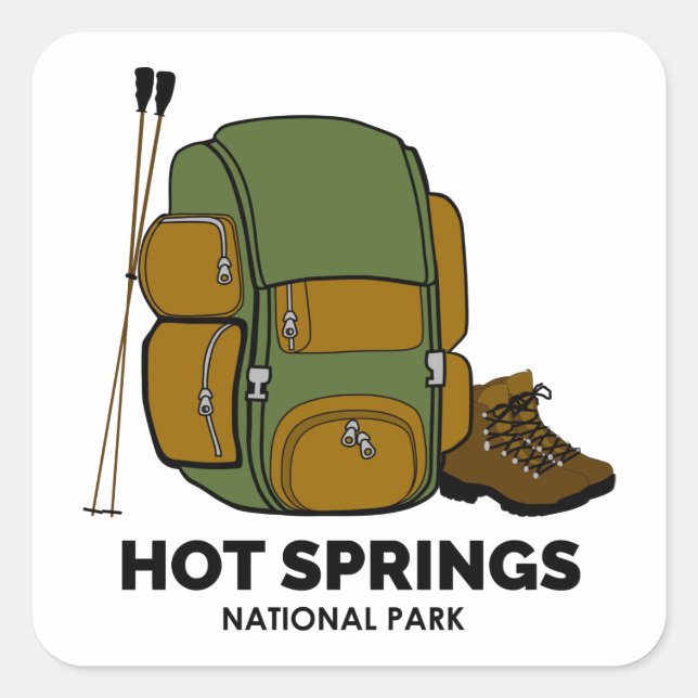 Rucksack für Hot Springs-Nationalparks Quadratischer Aufkleber (Vorderseite)