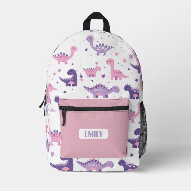 Rucksack für Kinder mit rosa Dino - Benutzerdefini (Vorderseite)