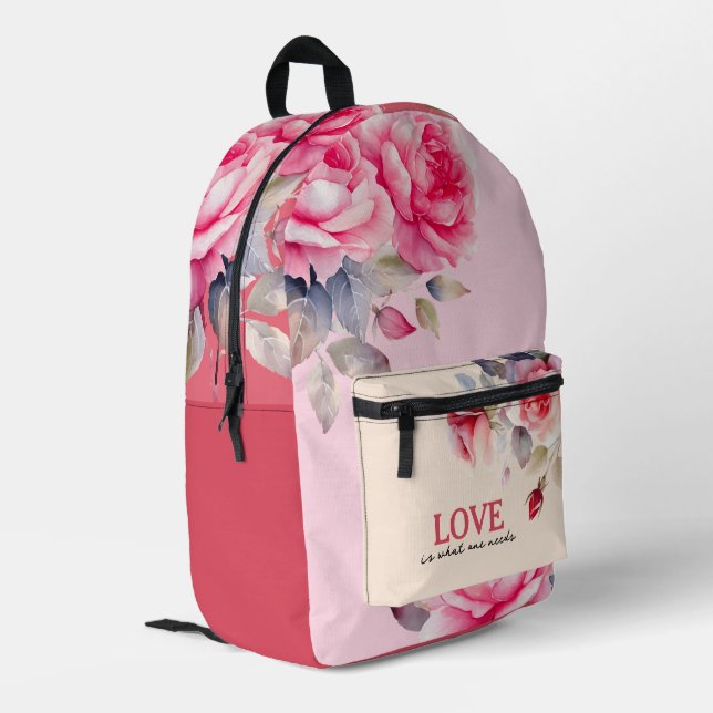 Rucksack für lebendige rosa Blume (Rückseitige Ecke links)