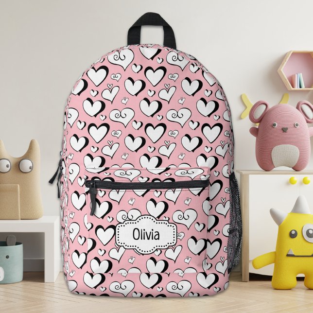 Rucksack für personalisierte rosa Herzen (Von Creator hochgeladen)