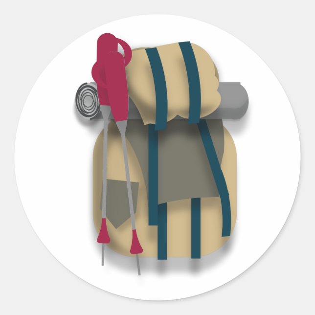 Rucksack für Wanderungen, Bettwäsche und Wanderstö Runder Aufkleber (Vorderseite)