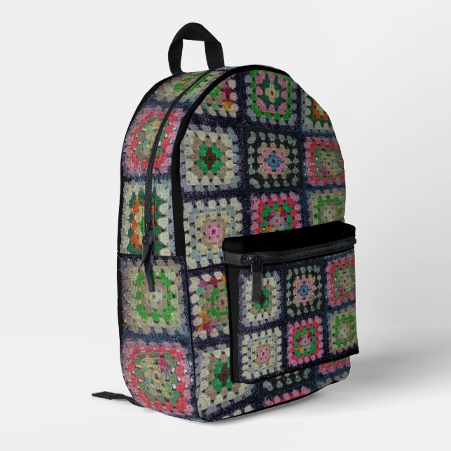 Rucksack - Granny Square Häkelnmuster (Rückseitige Ecke links)