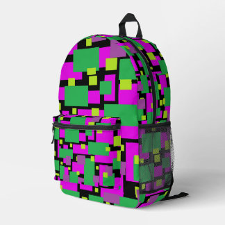 Rucksack mit geometrischer Kunst Magenta Grün Schw