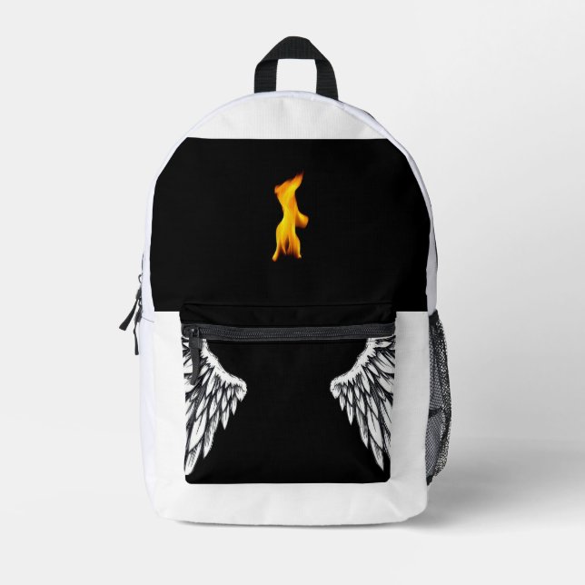 Rucksack mit Kerze und Engelsflügeln (Vorderseite)