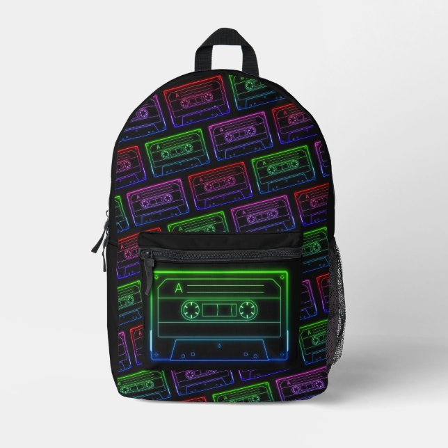 Rucksack mit Neon Multicolor-Kassettenmuster (Vorderseite)