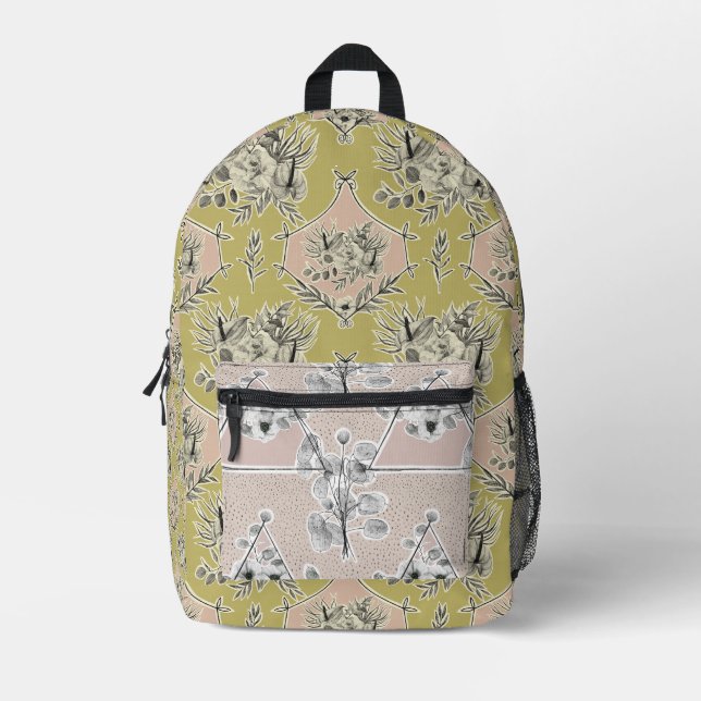 Rucksack mit pastellfarbenen Blumenelementen (Vorderseite)
