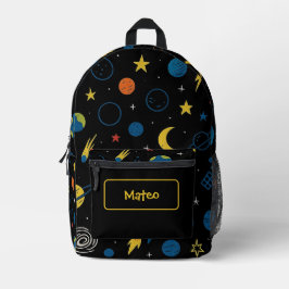 Rucksack mit Raketenschiff und Sonnensystem-Design