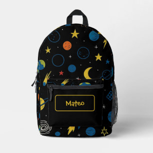 Rucksack mit Raketenschiff und Sonnensystem-Design