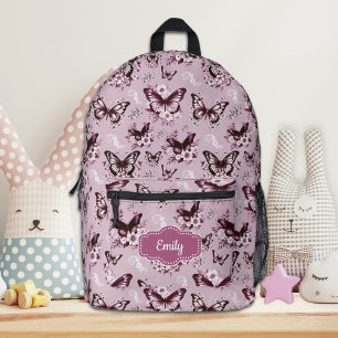 Rucksack mit rosa Schmetterling und individuellem