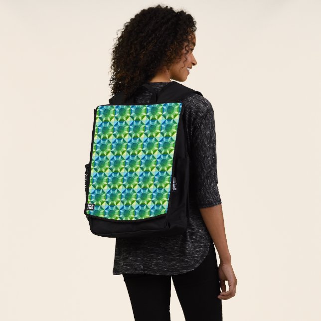 Rucksack - Quilt Muster in Blau und Grün (Ausgewaschen)