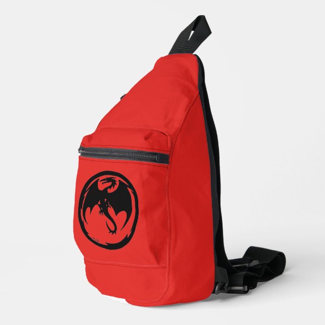 Rucksack-Rucksack aus schwarzem Drachen Crossbody Bag (Rechte Ecke)