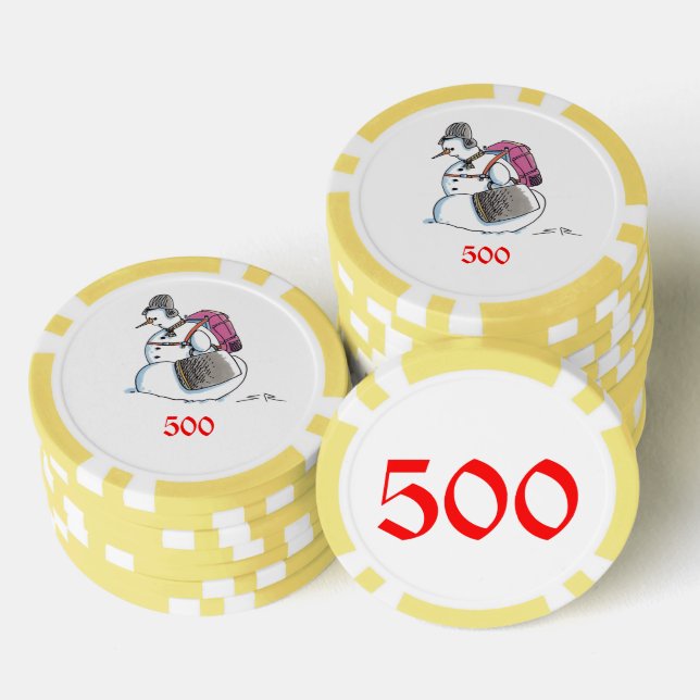 Rucksack Snowman Gelb 500 gestreifter Poker-Chip Pokerchips (Stapel)