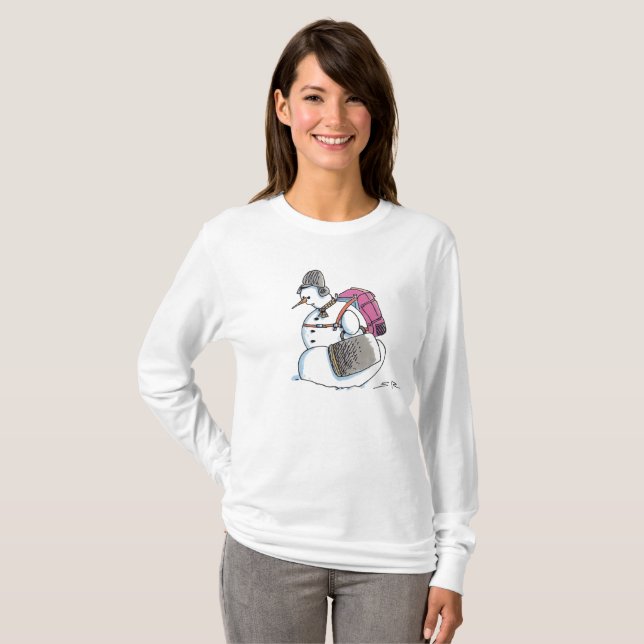 Rucksack Snowman Langarm-Shirt T-Shirt (Vorne ganz)