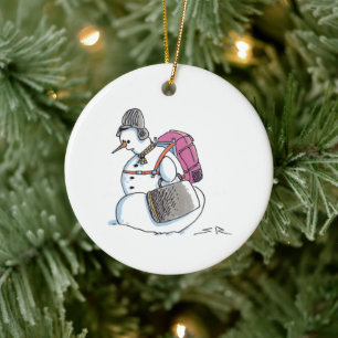 Rucksack Snowman weiße Keramik Weihnachtsschmuck