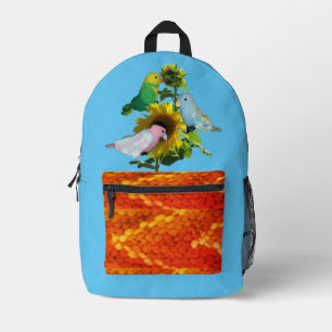 Rucksack - Spielzeugvögel auf Sonnenblumen