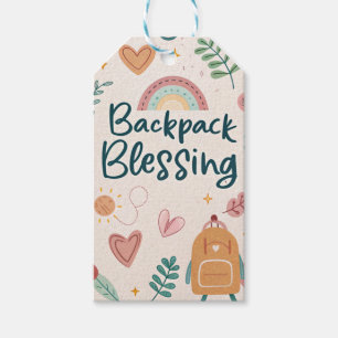 Rucksack-Tag - Niedliches Regenbogen- und Herzdesi Geschenkanhänger