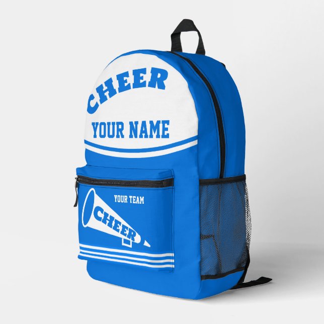 Rucksack-Team Cheerleader Personalisiert blau Bedruckter Rucksack (Rückseitige Ecke Rechts)