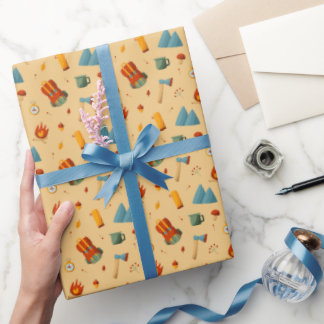 Rucksack-Zelt-Bushcraft-Camping-Muster 4 Geschenkpapier