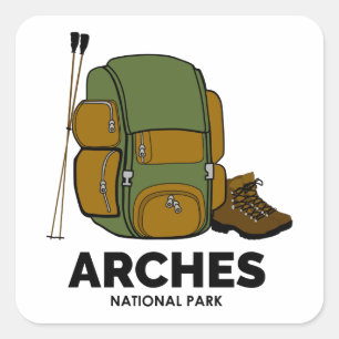 Rucksack zum Nationalpark Arches Quadratischer Aufkleber