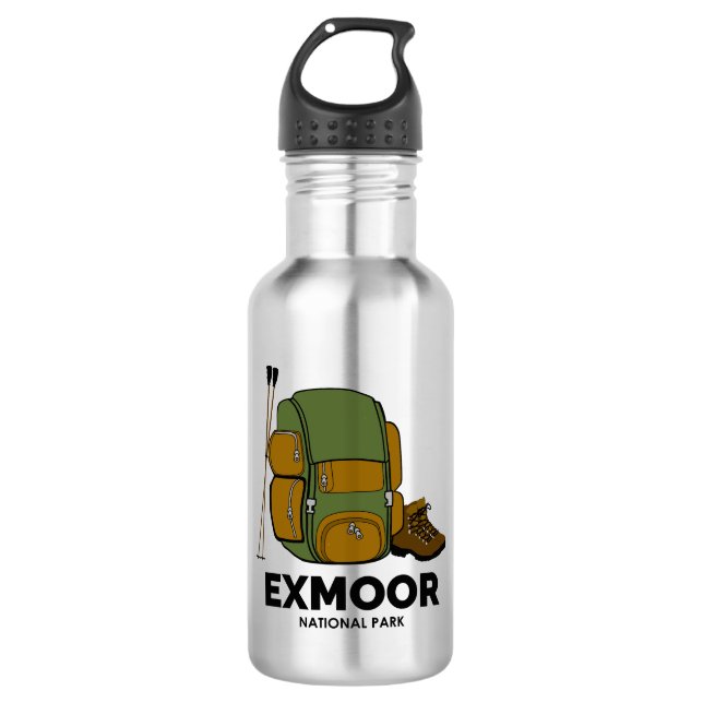 Rucksack zum Nationalpark Exmoor Edelstahlflasche (Vorderseite)