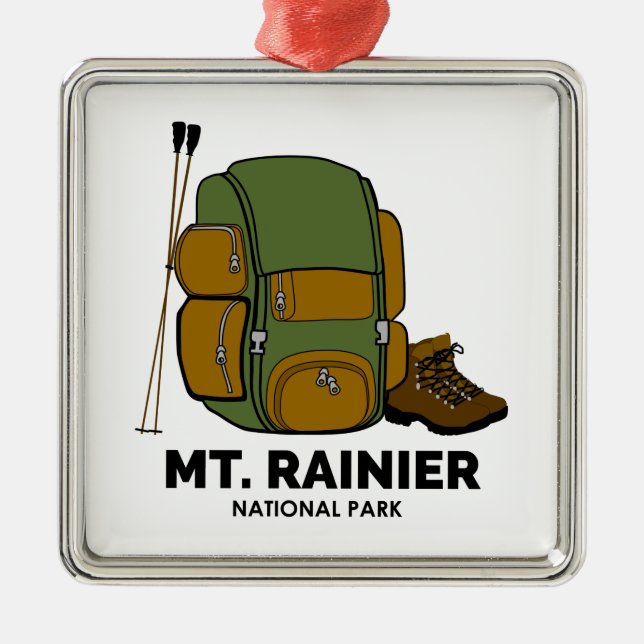 Rucksack zum Rainier Nationalpark Ornament Aus Metall (Vorne)