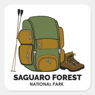 Rucksack zum Saguaro Forest National Park Quadratischer Aufkleber