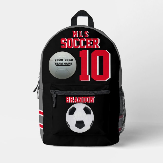 Rucksäcke aus grauem personalisiertem Fußball (Vorderseite)