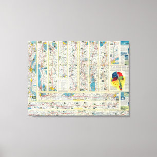 Rückseite-American Airlines-Systemskarte Leinwanddruck