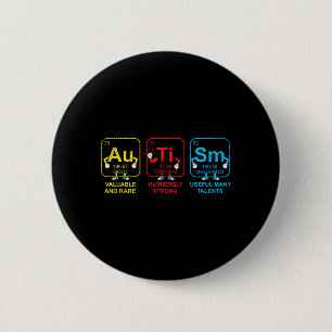 Rückseite Autismus-Bewusstsein Periodensystem ASD Button