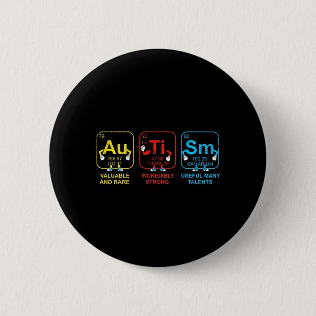 Rückseite Autismus-Bewusstsein Periodensystem ASD  Button (Vorderseite)