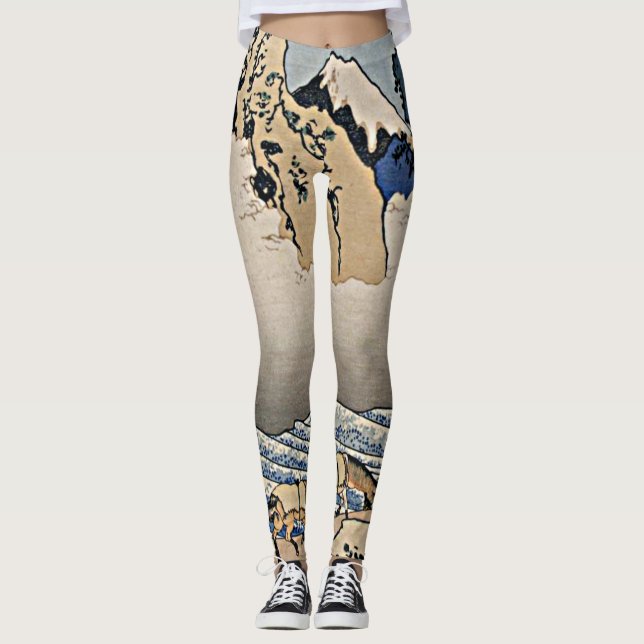 Rückseite des Fuji-Berges vom Minobu-Fluss Hokusai Leggings (Vorderseite)