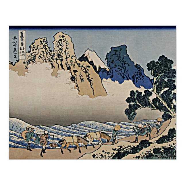 Rückseite des Fuji-Berges vom Minobu-Fluss Hokusai Poster (Vorderseite)