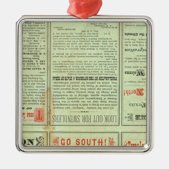 Rückseite-Staat von Texas Ornament Aus Metall (Vorne)