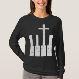 Rückseiten-Druck-Piano-Religion-Musiker T-Shirt