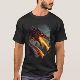 Rückseitendruck Schrecklicher feuerspeiender Feuer T-Shirt
