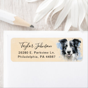 Rücksende-Adresse Etikett Border Collie Hund