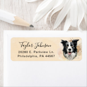 Rücksende-Adresse Etikett Border Collie Hund