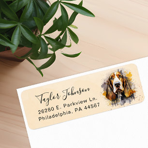Rücksende-Adresse-Etikett für Basset Hound