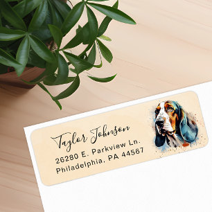 Rücksende-Adresse-Etikett für Basset Hound