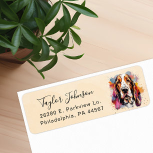 Rücksende-Adresse-Etikett für Basset Hound